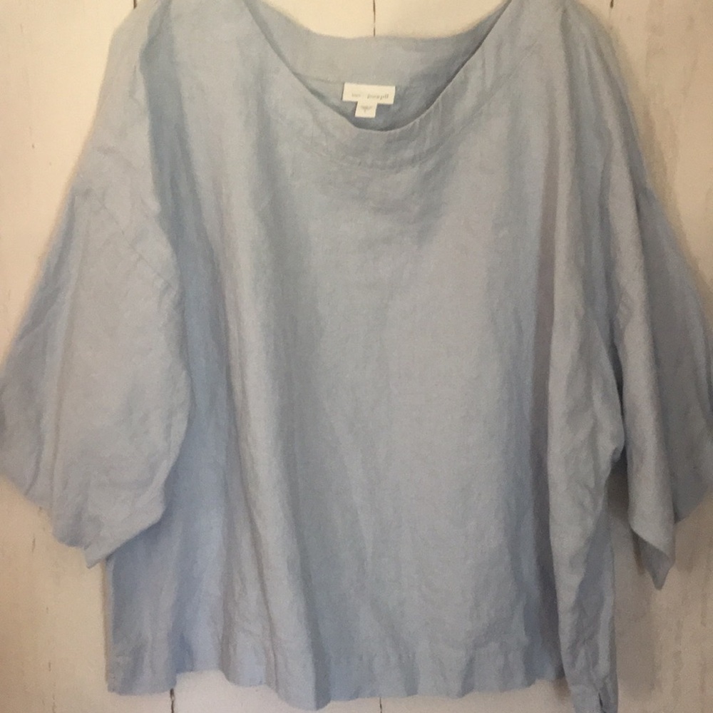 ++SOLD++    J Jill Pure Jill Blue Linen L Oversized Boxy Beachy Minimalist Tunic